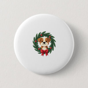 Cute Dog Nose Christmas Wreath Christmas Dog Mum D 6 Cm Round Badge