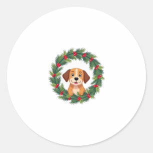 Cute Dog Nose Christmas Wreath Christmas Dog Mum D Classic Round Sticker