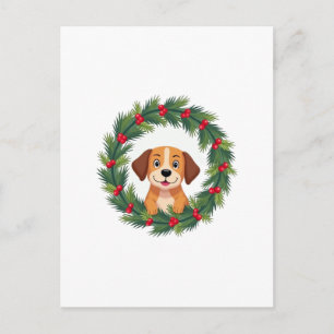 Cute Dog Nose Christmas Wreath Christmas Dog Mum D Holiday Postcard