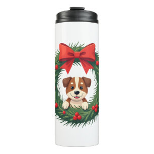 Cute Dog Nose Christmas Wreath Christmas Dog Mum D Thermal Tumbler