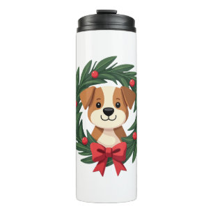 Cute Dog Nose Christmas Wreath Christmas Dog Mum D Thermal Tumbler