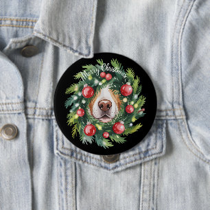 Cute Dog Nose Christmas Wreath Dog Mum Dog Lover  10 Cm Round Badge