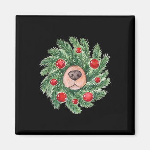 Cute Dog Nose Christmas Wreath Golden Retriever Do Magnet