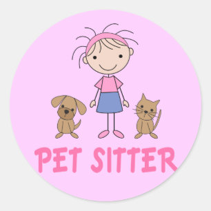 Cute Dog Occupation Pet Sitter Classic Round Sticker