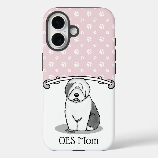 Cute Dog OES Mum Old English Sheepdog Mum (Grey 1) Case-Mate iPhone Case (Back)