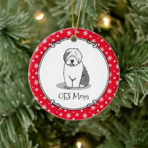 Cute Dog OES Mum Old English Sheepdog Mum (Grey 1) Ceramic Ornament