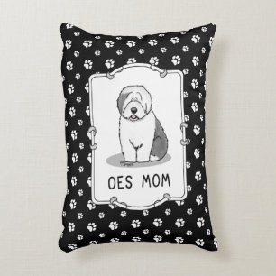 Cute Dog OES Mum Old English Sheepdog Mum (Grey 1) Decorative Cushion