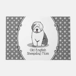 Cute Dog OES Mum Old English Sheepdog Mum (Grey 1) Doormat
