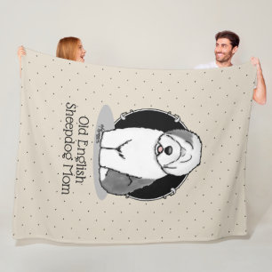 Cute Dog OES Mum Old English Sheepdog Mum (Grey 1) Fleece Blanket