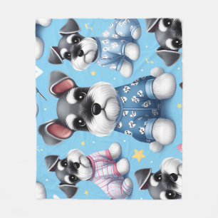 Cute Dog Of Schnauzer Animal Pattern Fleece Blanket