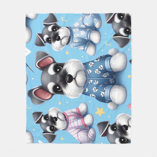 Cute Dog Of Schnauzer Animal Pattern Fleece Blanket (Front)