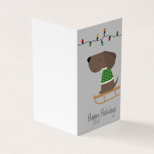 Cute Dog on Sled Holiday Card