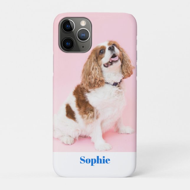 Cute Dog or Your Photo, Blue Name Case-Mate iPhone Case (Back)