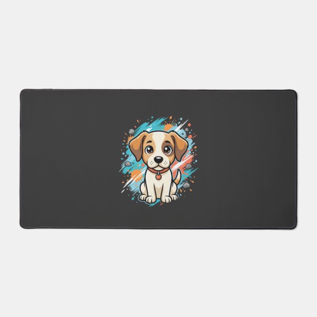 Cute Dog Paint Splash Vector Art_1 Desk Mat (Front)