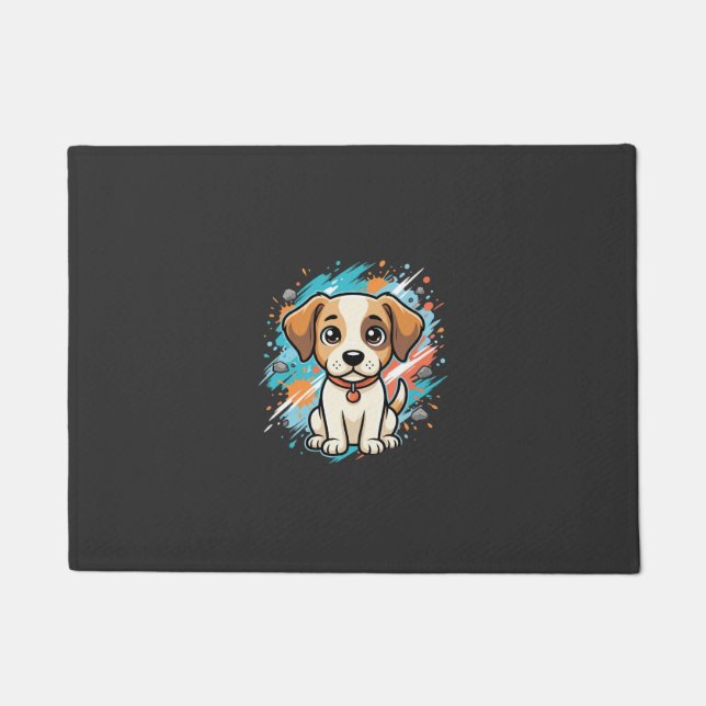Cute Dog Paint Splash Vector Art_1 Doormat (Front)