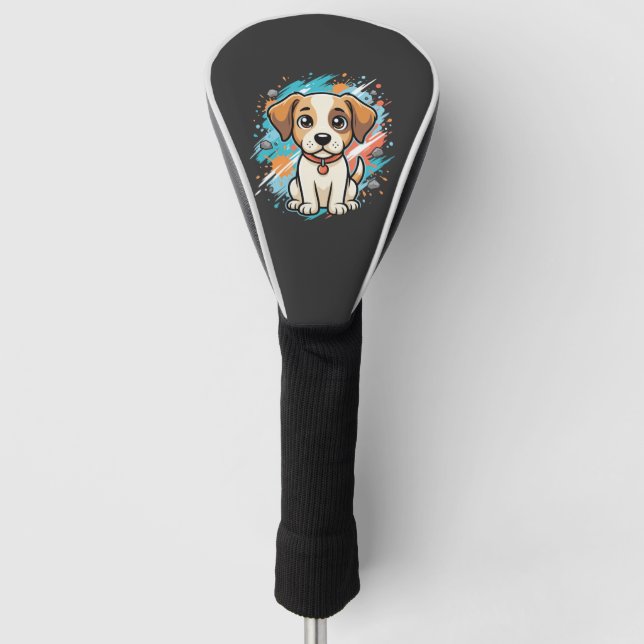 Cute Dog Paint Splash Vector Art_1 Golf Head Cover (Front)