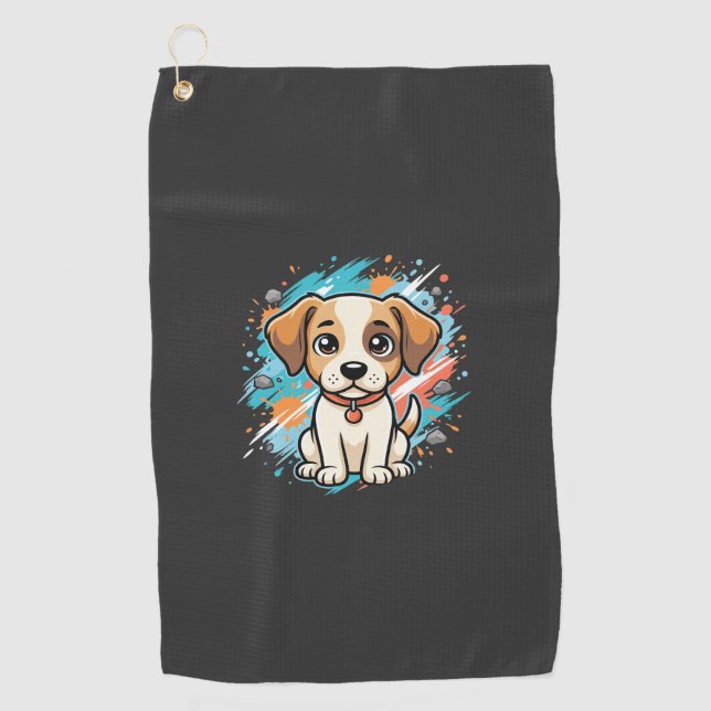 Cute Dog Paint Splash Vector Art_1 Golf Towel (Front)