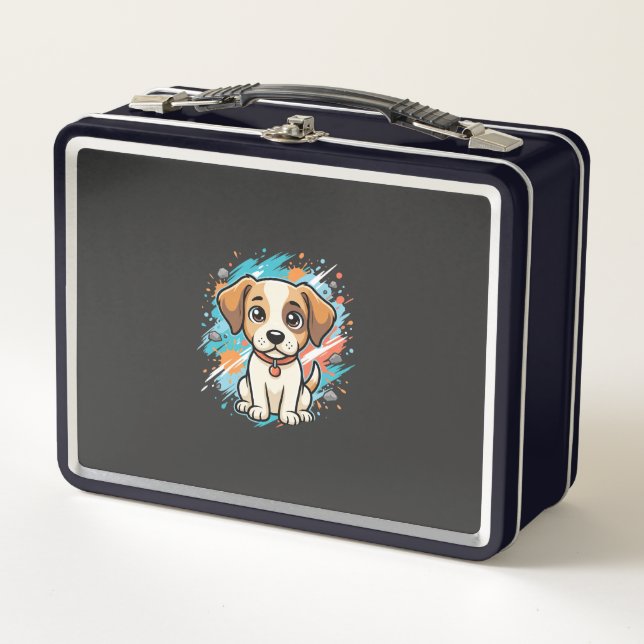 Cute Dog Paint Splash Vector Art_1 Metal Lunch Box (Front)