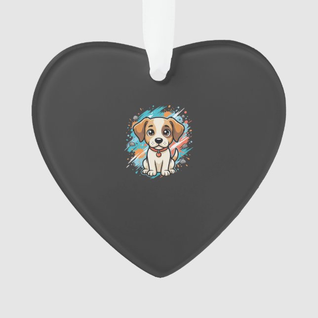 Cute Dog Paint Splash Vector Art_1 Ornament (Front)