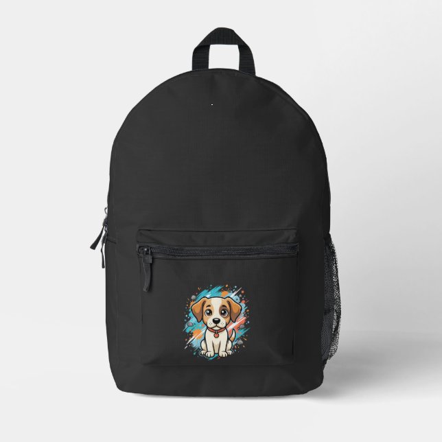 Cute Dog Paint Splash Vector Art_1 Printed Backpack (Front)