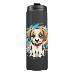 Cute Dog Paint Splash Vector Art_1 Thermal Tumbler