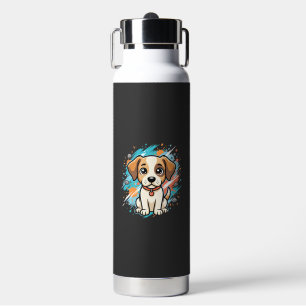 Cute Dog Paint Splash Vector Art_1 Water Bottle