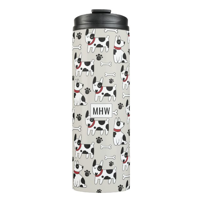 Cute Dog Pattern custom monogram tumbler (Front)