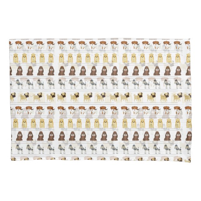 cute dog pattern design for dog lovers- white pillowcase (Front)