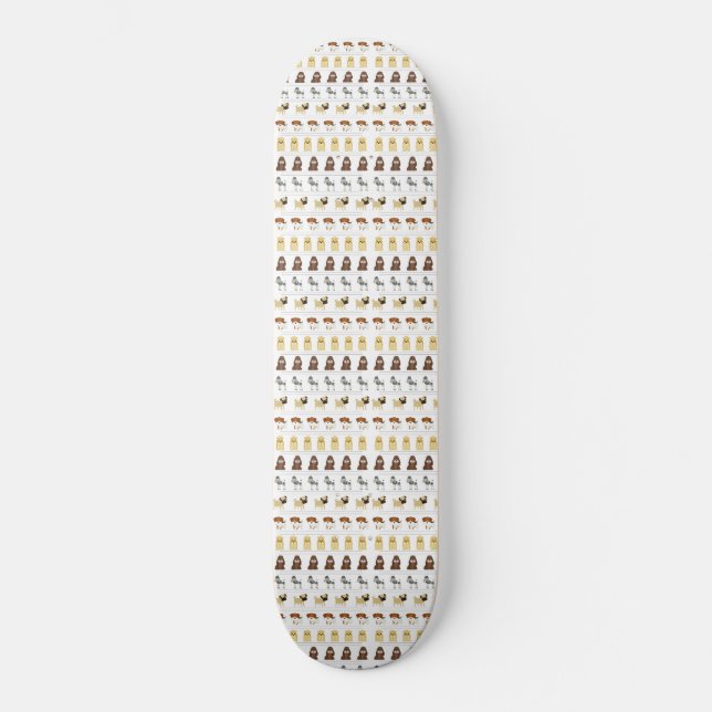 cute dog pattern design for dog lovers- white skateboard (Front)