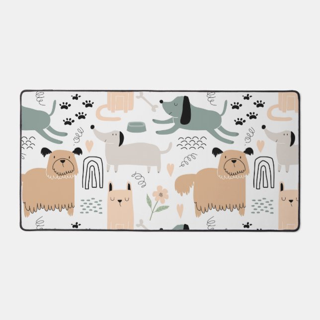 Cute Dog Pattern Desk Mat (Front)