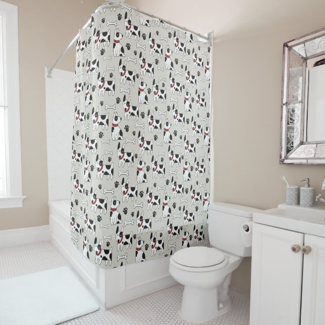Cute Dog Pattern shower curtain (In Situ)