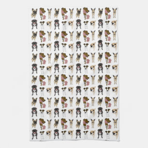 Cute dog pattern tea towel