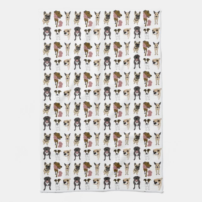 Cute dog pattern tea towel (Vertical)