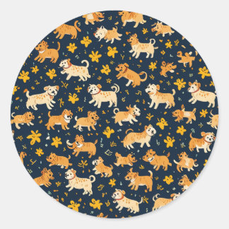 Cute dog pattern that kids love classic round sticker