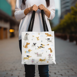 Cute Dog Pattern Tote Bag, Adorable Pet Lover's Bag