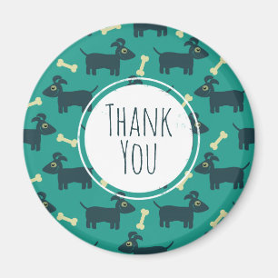 Cute Dog Pattern with Bone Thank You Magnet