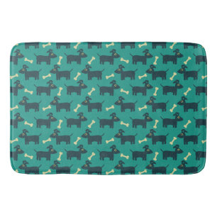 Cute Dog Pattern with Floppy Ears & Bone Bath Mat