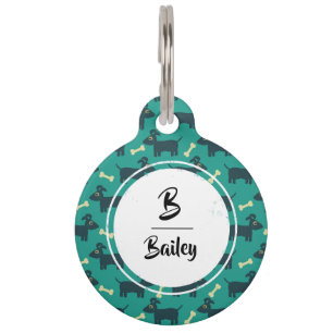Cute Dog Pattern with Floppy Ears & Bone Custom Pet Tag