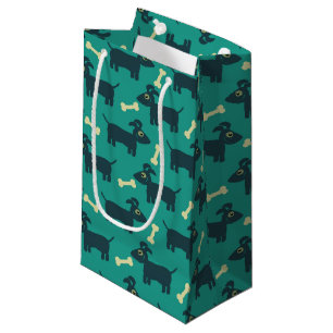 Cute Dog Pattern with Floppy Ears & Bone Small Gift Bag