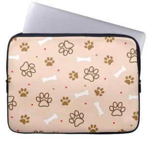 Cute dog pattern with paws bones tiny polka dots laptop sleeve