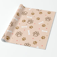 Cute dog pattern with paws bones tiny polka dots