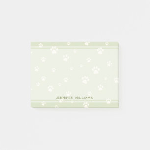 Cute Dog Paw Pattern Sage Green Post-it Notes