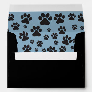 Cute dog paw print blue and black print  envelope