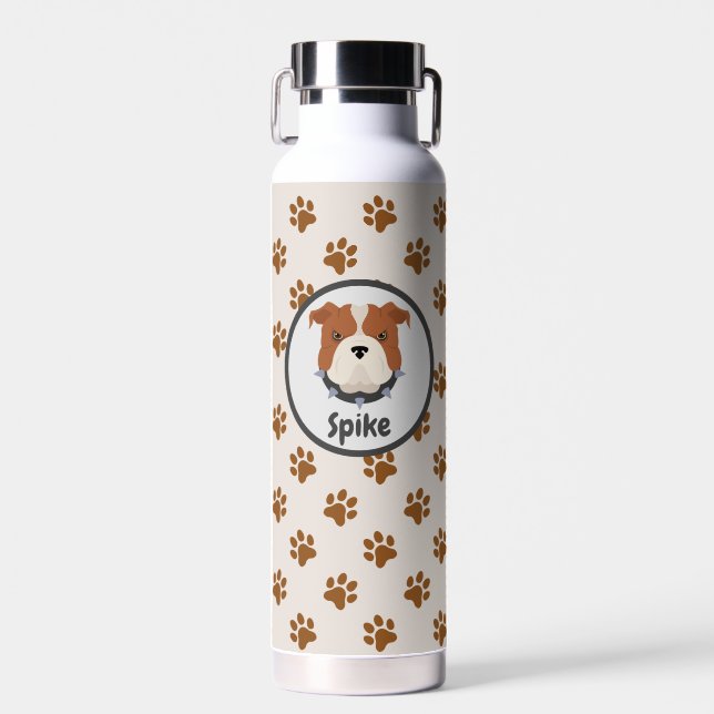 Cute dog paw print pet custom spike  water bottle (Front)