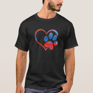 Cute Dog Paw Print Psychedelic Tie Dye Poodle Pupp T-Shirt