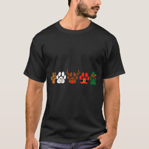 Cute Dog Paw Print Santa Elf Christmas Character H T-Shirt