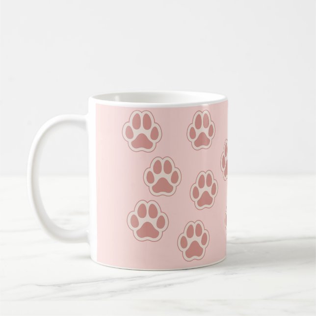 Cute Dog Paw Prints Pattern  Coffee Mug (Left)