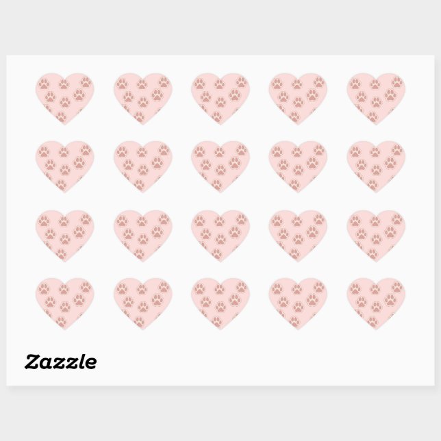 Cute Dog Paw Prints Pattern  Heart Sticker (Sheet)