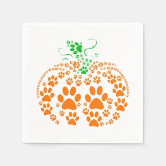 Cute Dog Paw Pumpkin Dog Lover Gifts Halloween Cos Napkin