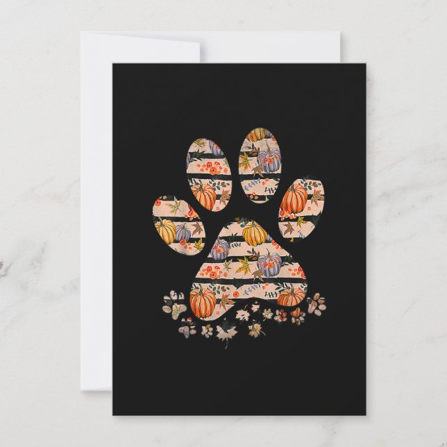 Cute Dog Paw Pumpkin Fall Autumn Thanksgiving Dog  Invitation (Front)